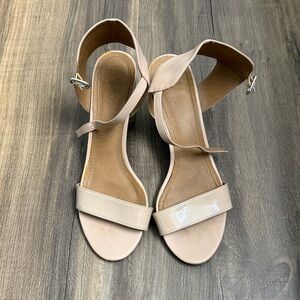 14th & Union Nude Patent Strap Ankle Sandals